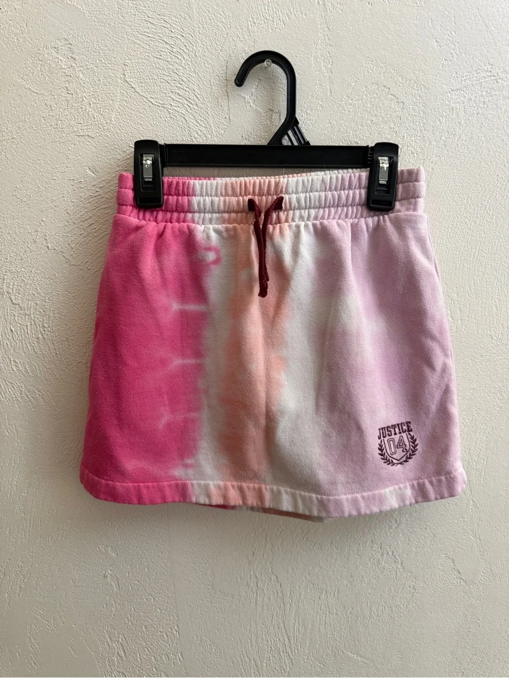 Justice Pink Peach Lavender Tie-Dye Drawstring Skort